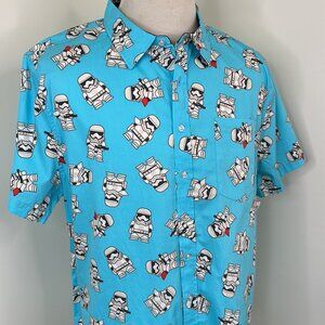 Disney Parks Star Wars Storm Trooper Button Down Short Sleeve Shirt NWT